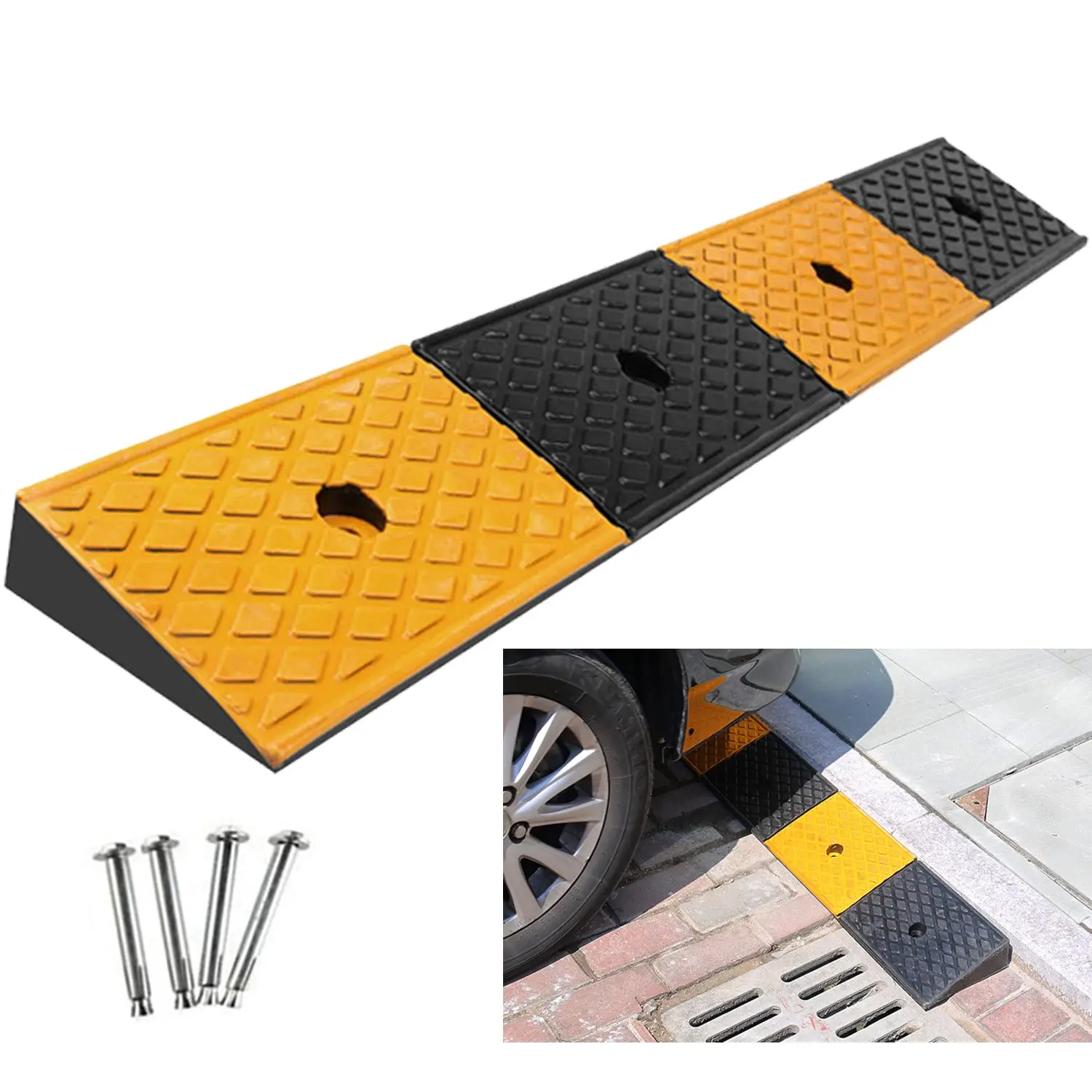 2 inch Height Premium Quality Rubber Curb Ramp for Cars Forklifts Trucks Motorcycle Wheelchairs