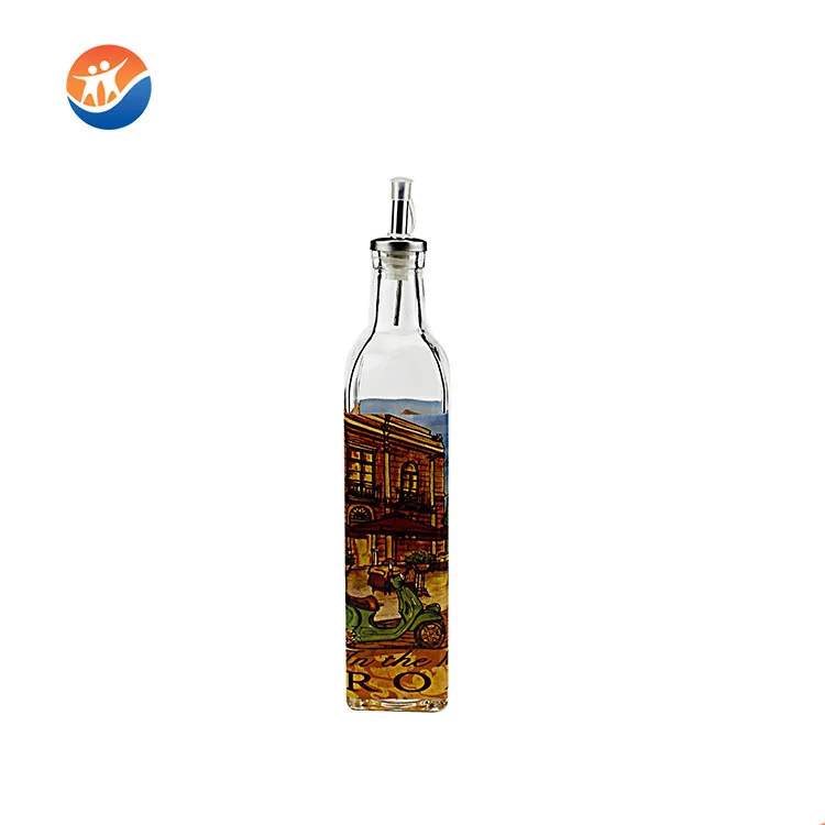 Прозрачная стеклянная бутылка оливкового масла кухонная утварь