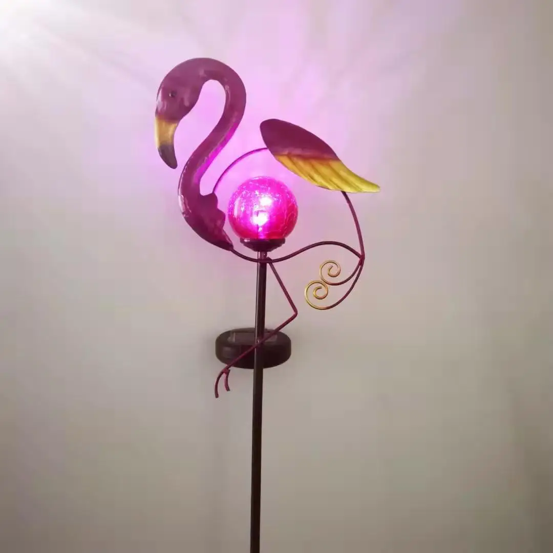 Solar Power  Flamingo Metal Stake Pathway Solar Garden Light