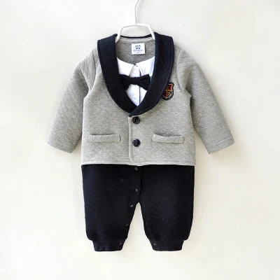 
fall and winter boy clothes cotton gentleman style long sleeve newborn rompers newborn baby boy clothes 