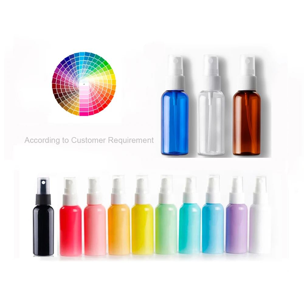 Mini Small Colorful PET Plastic 10 50 100 ml 10ml 20ml 30ml 50ml 100ml Spray Bottle With Packaging