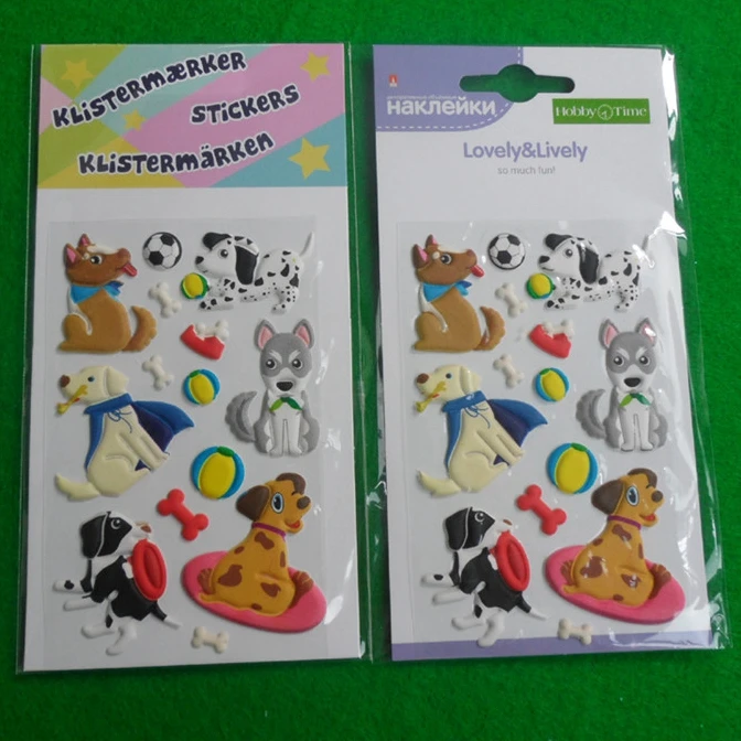 Custom 3D puffy sticker sheets for kids wholesale kawaii 3D cute animals puffy stickers