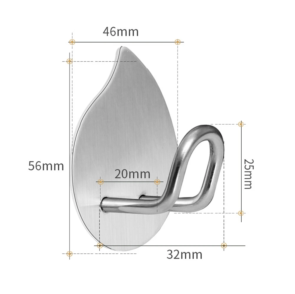 
Home Wall Hanging Leaf Shaped Hook Purse Coat Rack Key Hooks 304 Stainless Steel Towel Hooks 