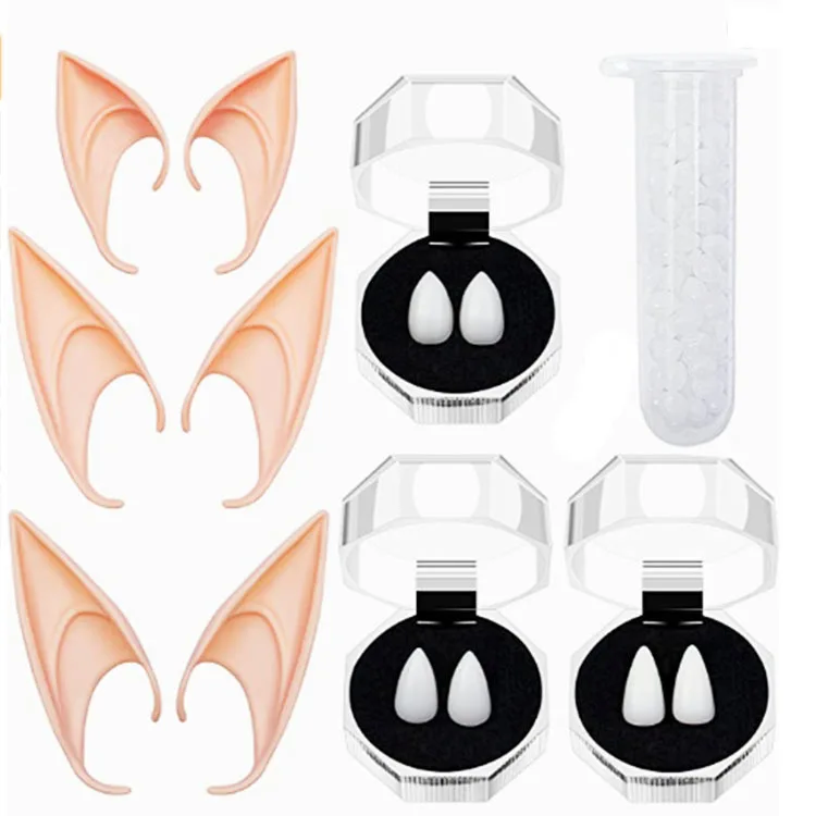 Wholesale Silicone Latex Elf Ears Stickers Face-To-Face Dress Up Props Fairy Cosplay Halloween Braces Adult Kids Toys