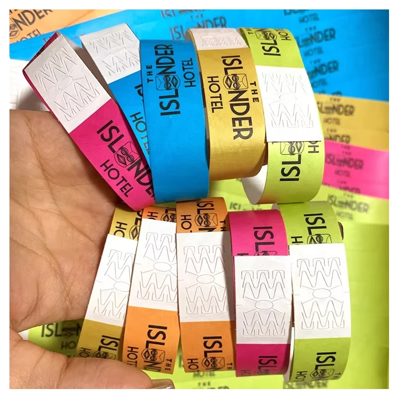 Customized Logo Full Color Printing Cheap Disposable Hotel Event Wrist Bands Paper Tyvek Wristbands