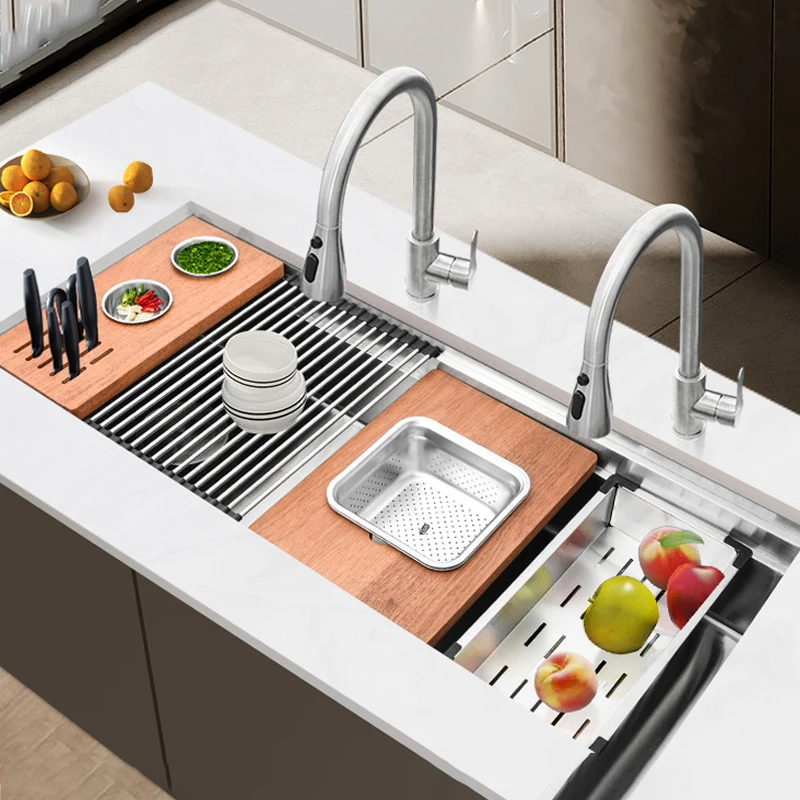 Custom Large Size Farmhouse Smart Sink Brushed Single Kitchen Sink Home Dishwasher Workstation Sink