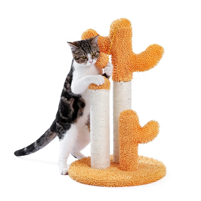 US Stock Free Shipping Modern Cactus Cat Tree Cat Scratching Post Interactive Toy Dangling Ball