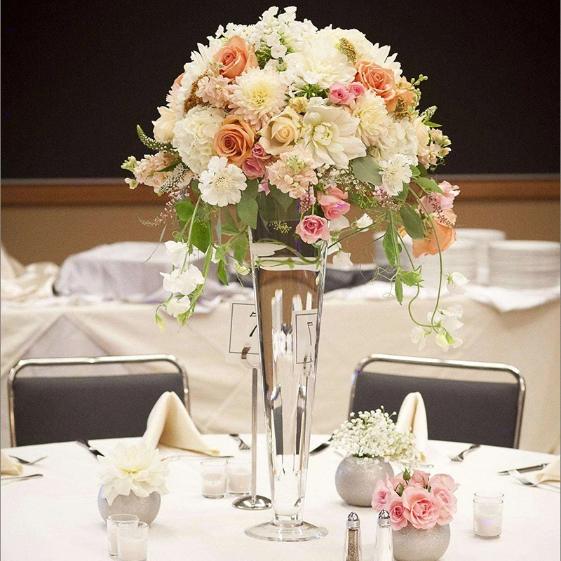 
Wholesale Customized Wedding Eiffel Tower & Tall Vases H-20inch Trumpet glass Vases 