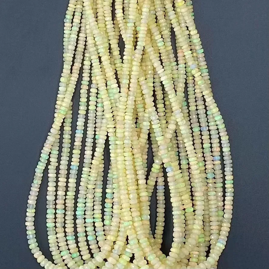 Excellent Quality Opal Bracelet Smooth Gemstone Ethiopian Welo Opal Rondelle Shape Plain Beads for Jewelry Necklace
