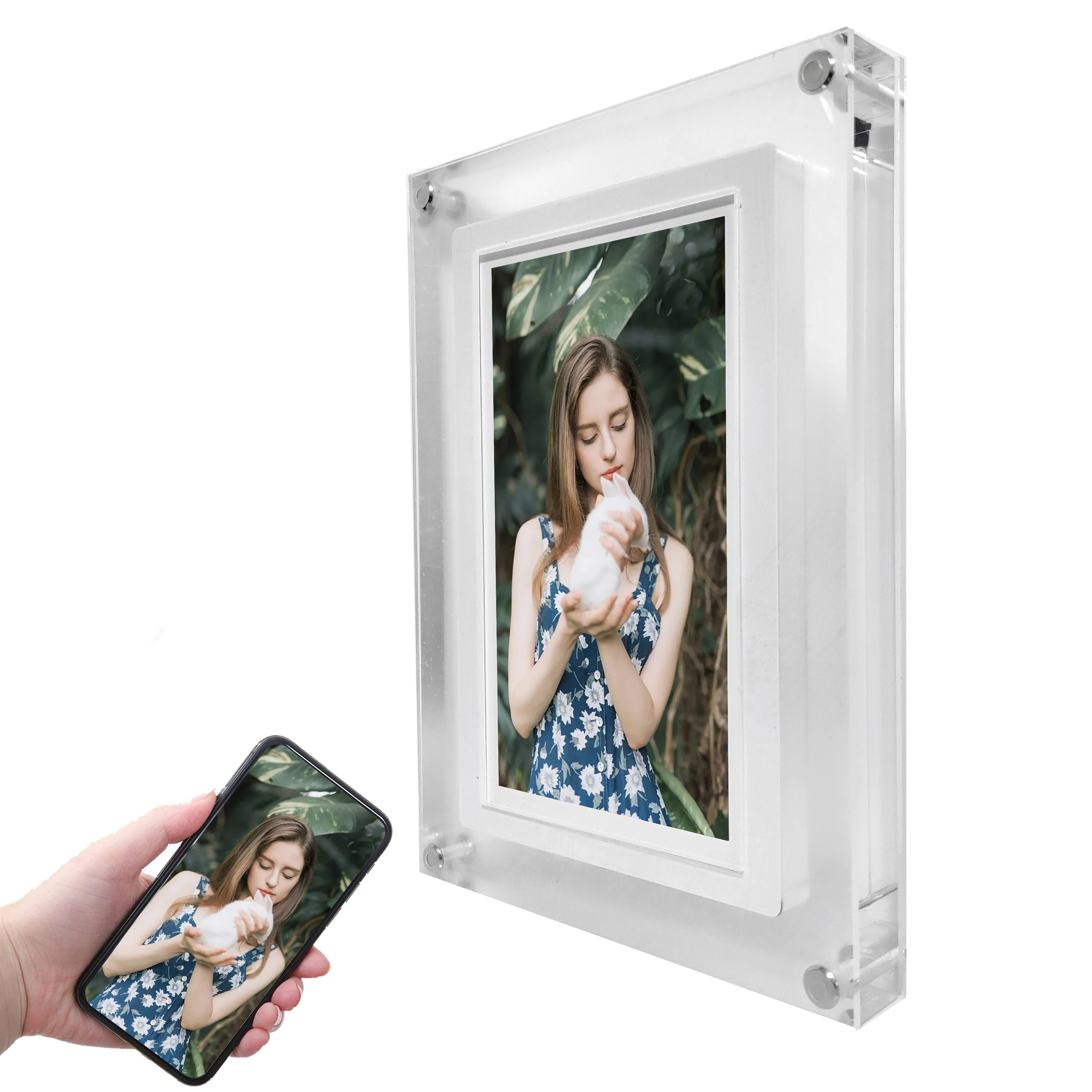 frameo 10.1 inch wifi acrylic digital photo frame  with battery