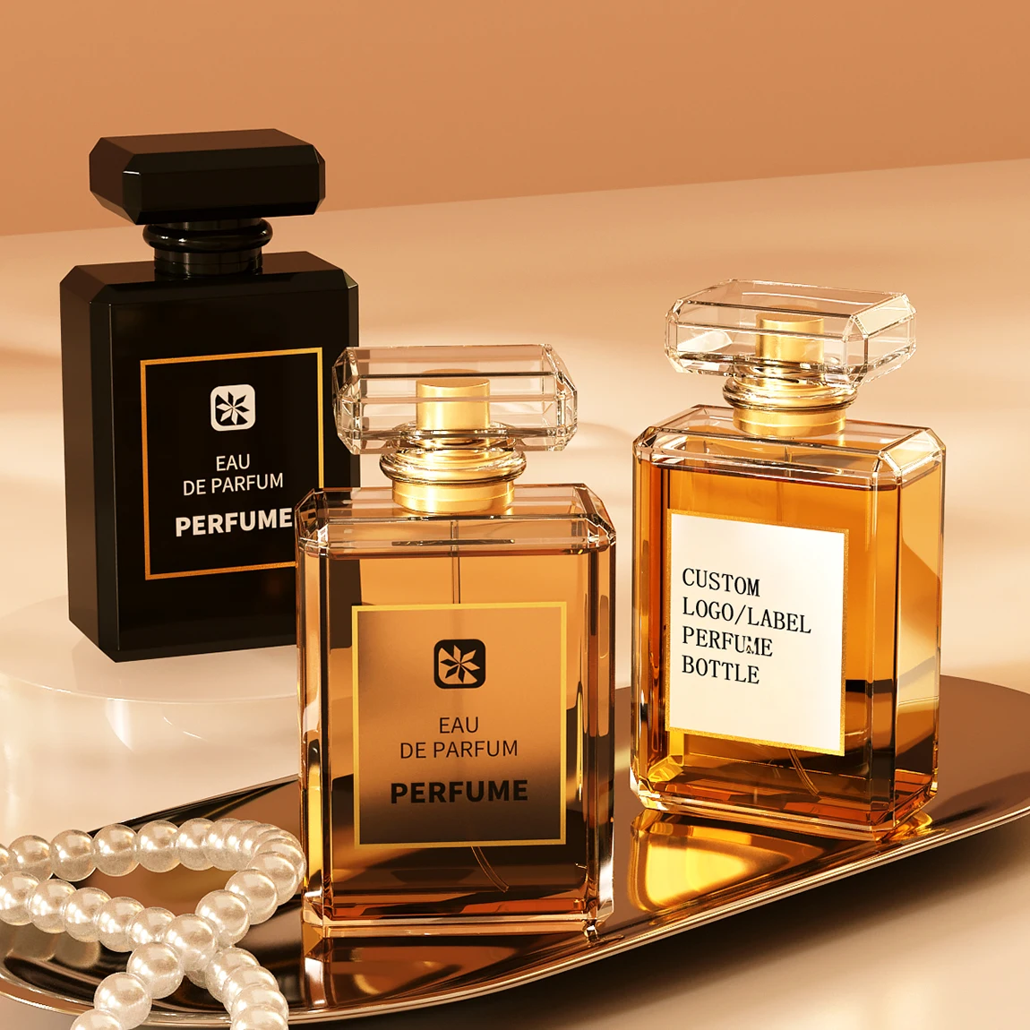 30ml 50ml Empty Black Clear Luxury Beautiful High Quality Rectangle Shape Empty Spray Botol Parfum Glass Perfume Bottle