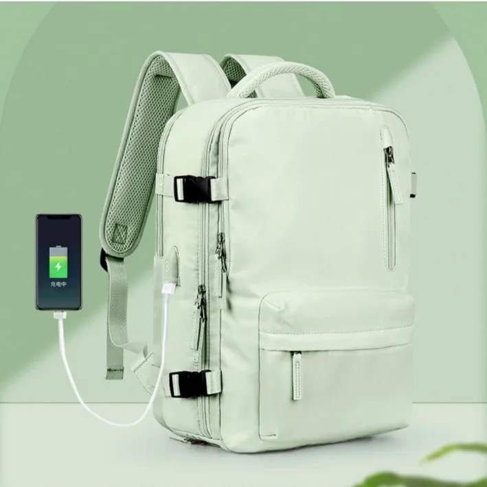 Oxford High Quality Travel Backpack Suitcase style 180 degree open and close design Travel Bag with USB port