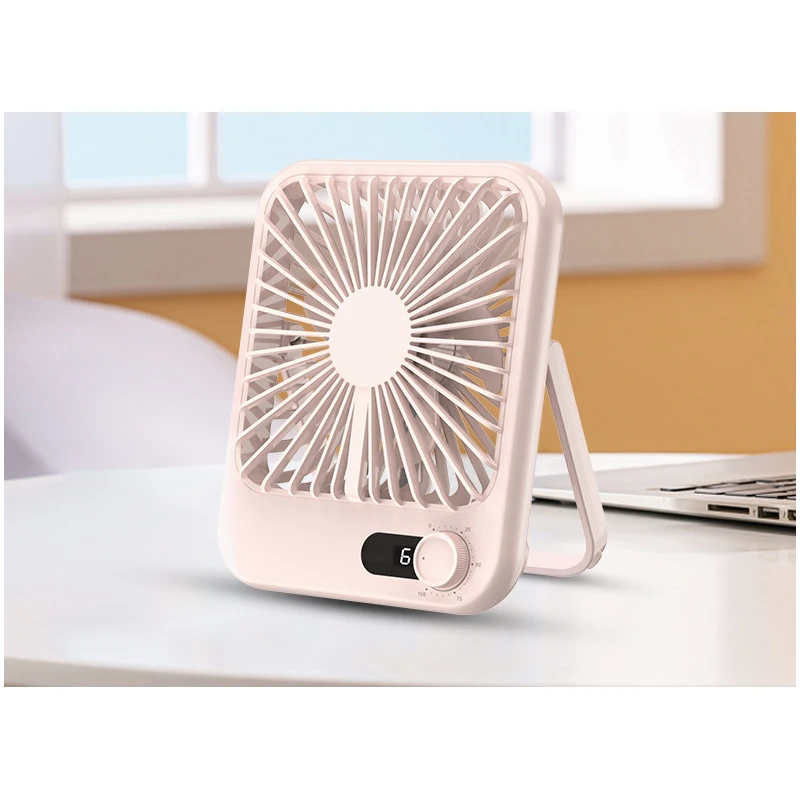 2024 New Battery Powered Fan Rechargeable Table Fan Multiple Wind Speed Gear Adjustment LED Display Desktop Fan