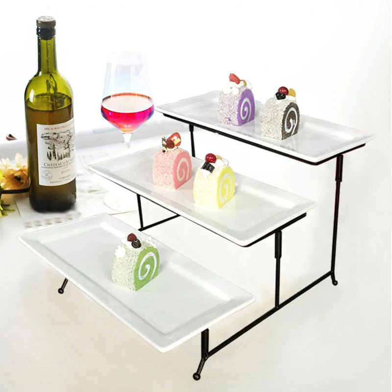 Three-layer fruit plate buffet table cold dishes dim sum fruit set table food display shelf creative multi-layer fruit plate