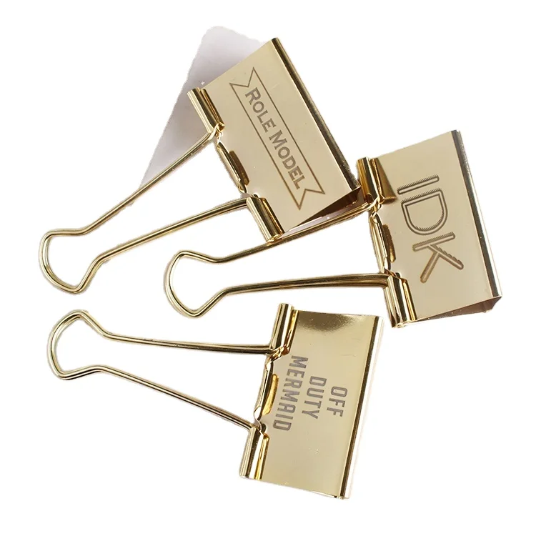 ShenZhen Stargood factory 25mm 32mm custom laser logo antique brass binder clip as promotional gift