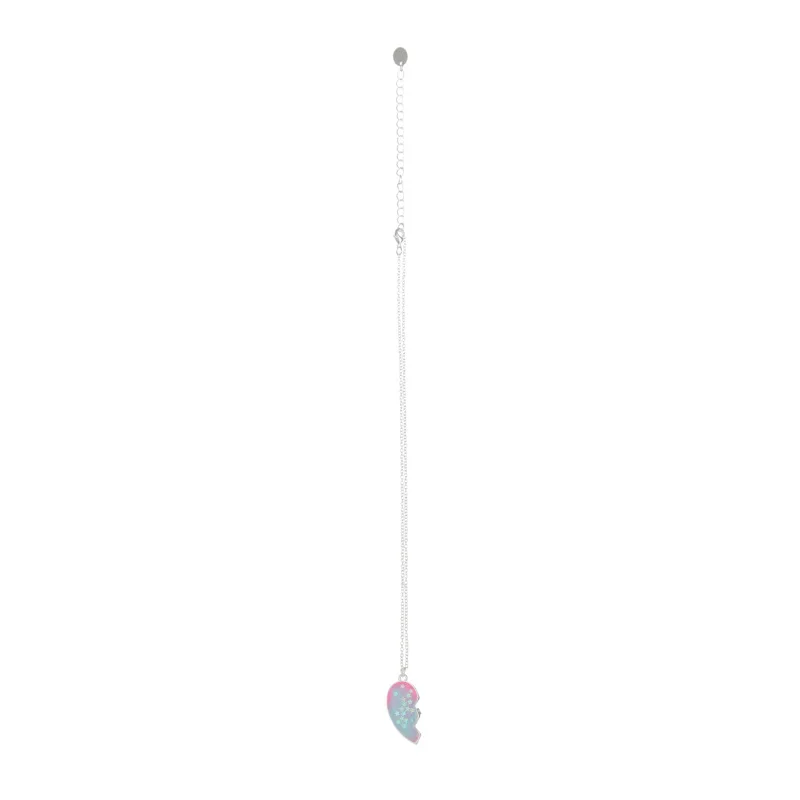 Fashion Handmade BFF Jewelry Enamel Broken Heart Pentagram Sequins Kids Pendants Chain Necklace