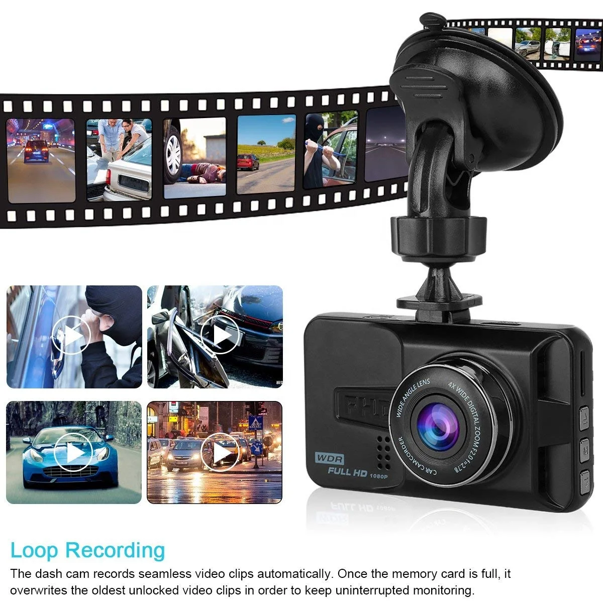 1080p Car Rearview Mirror Dash Cam 3inch TFT LCD Screen Dual Lens front and rear Car Cam DVR Black Box Driving Recorder hd DVR