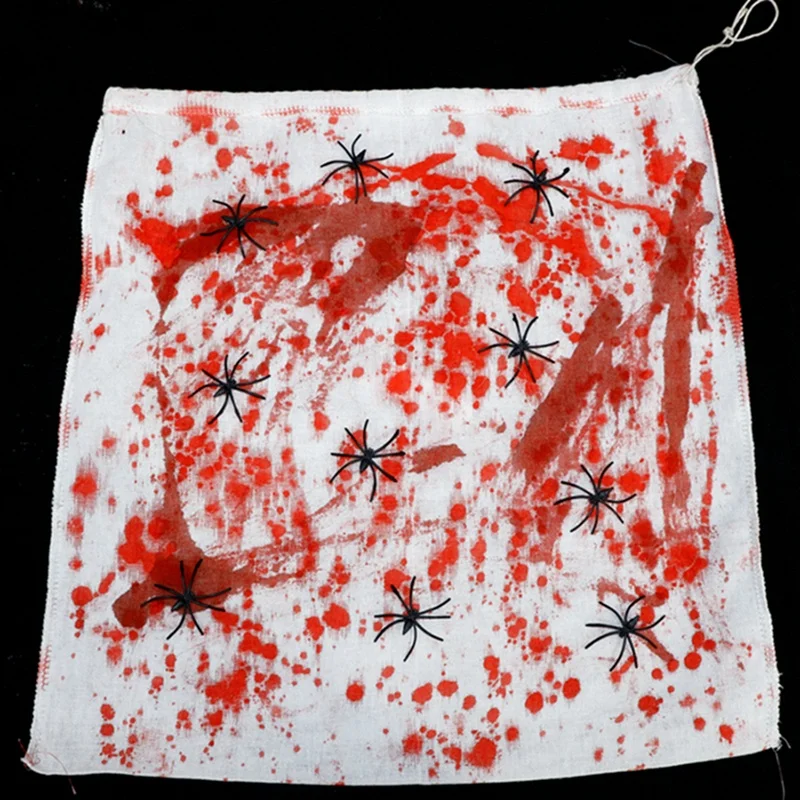 Halloween blood stained pockets horror props black spiders scary haunted house accessories scary cosplay film props