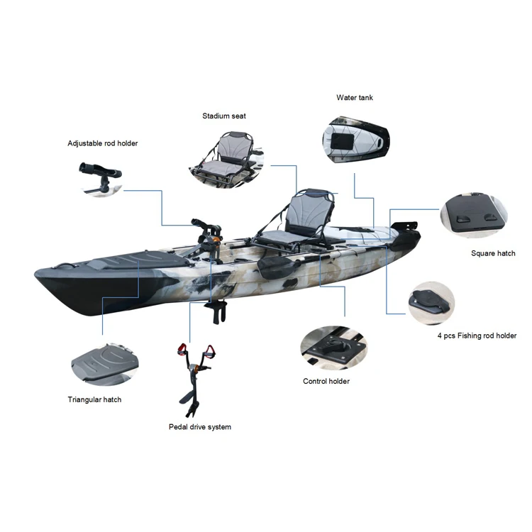 China Supplier Wholesale Single Seat Fishing Foot Pedal Kayak With Water Tank