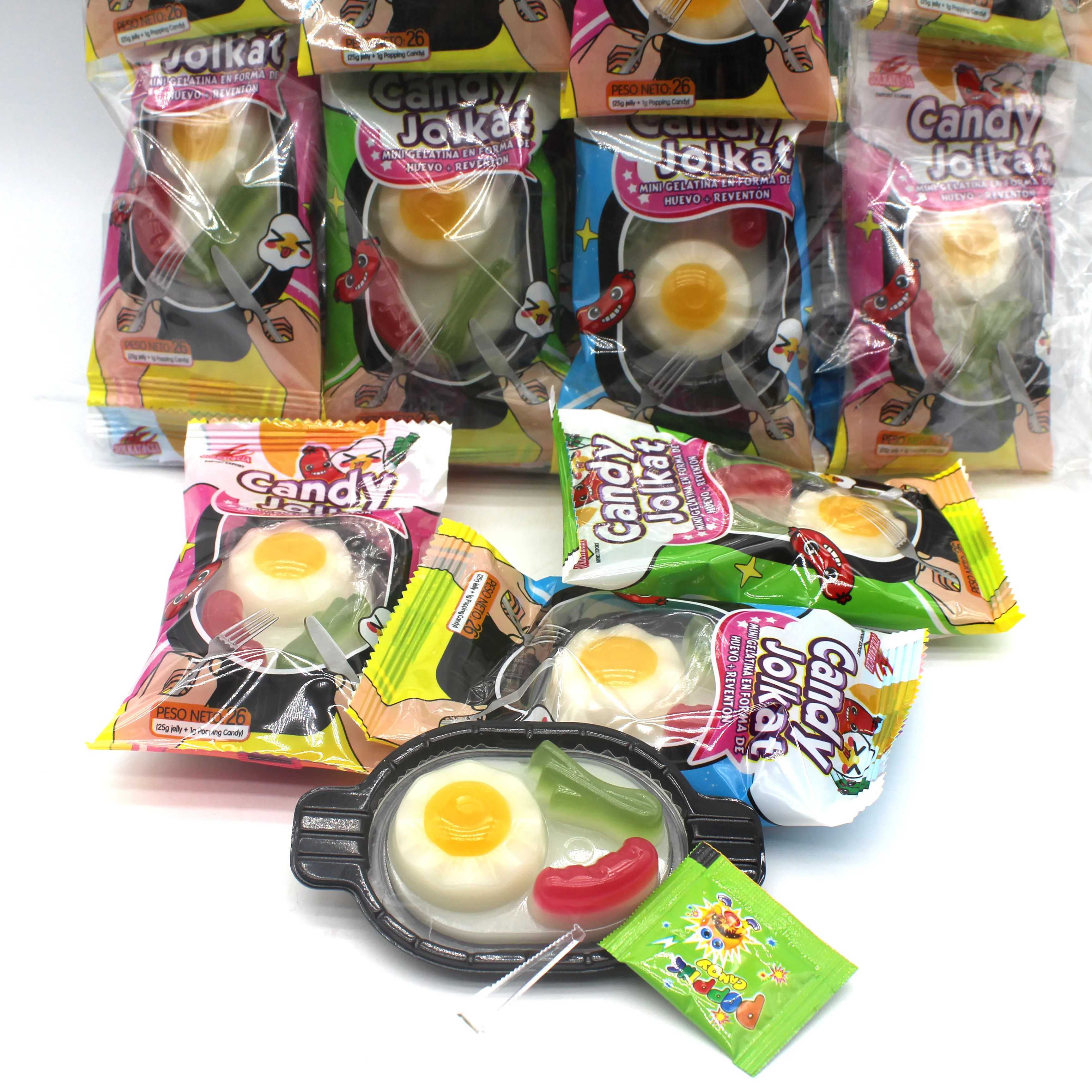hot sale Jelly Pops Candy Fried Egg Shape Candy Jelly Pudding With Popping Candy