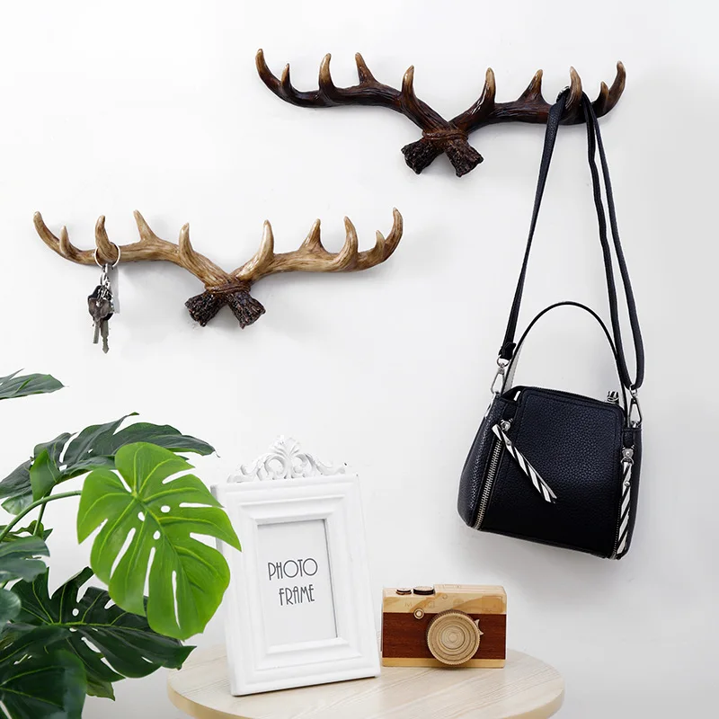 Creative wall decoration antler hook American home personalized deer head wall wall hanging key hook coat hook
