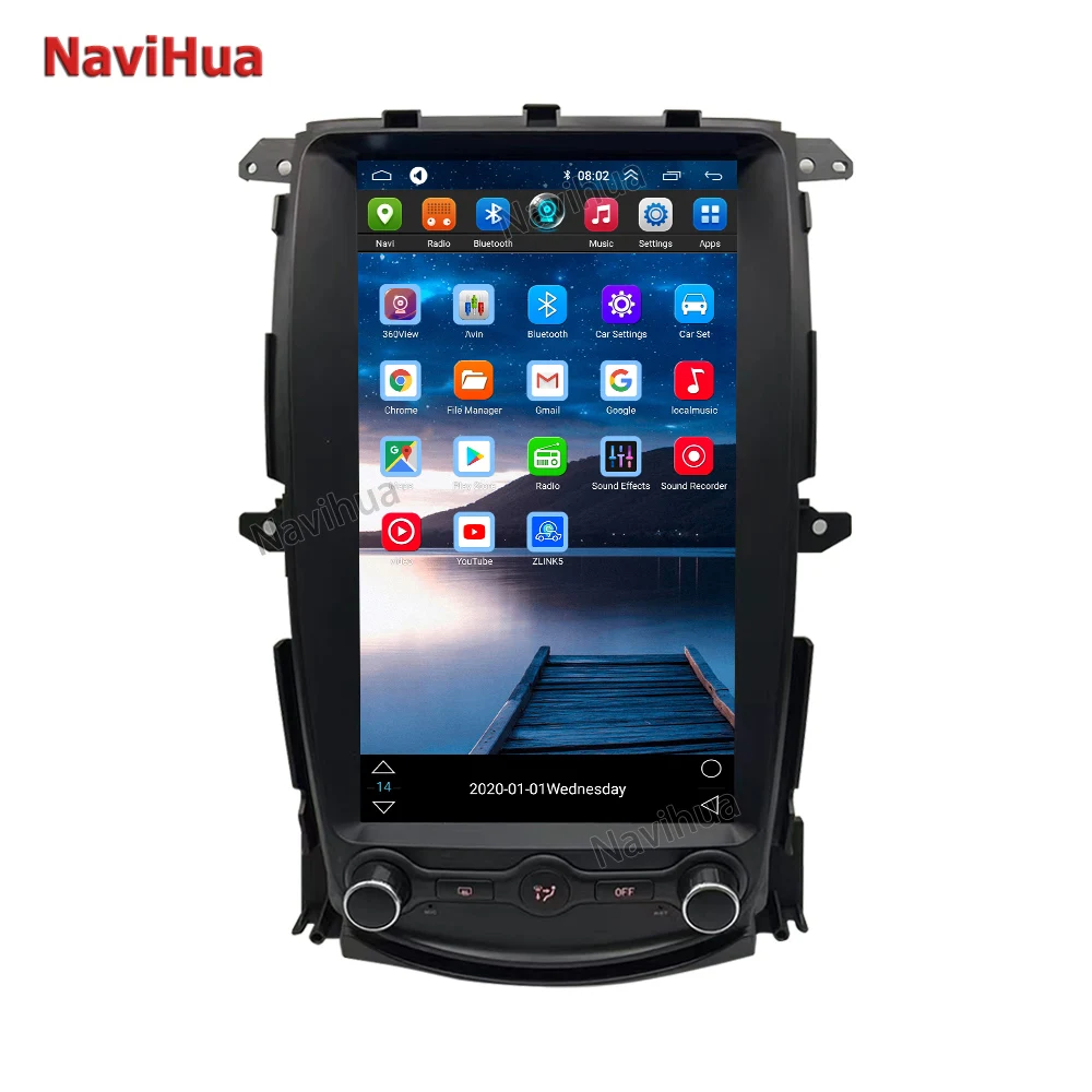 Автомагнитола Navihua стереосистема Android Carplay GPS в стиле Tesla DVD мультимедийное Wi-Fi автомобильное головное устройство для Nissan 370Z Z34 2008-2019