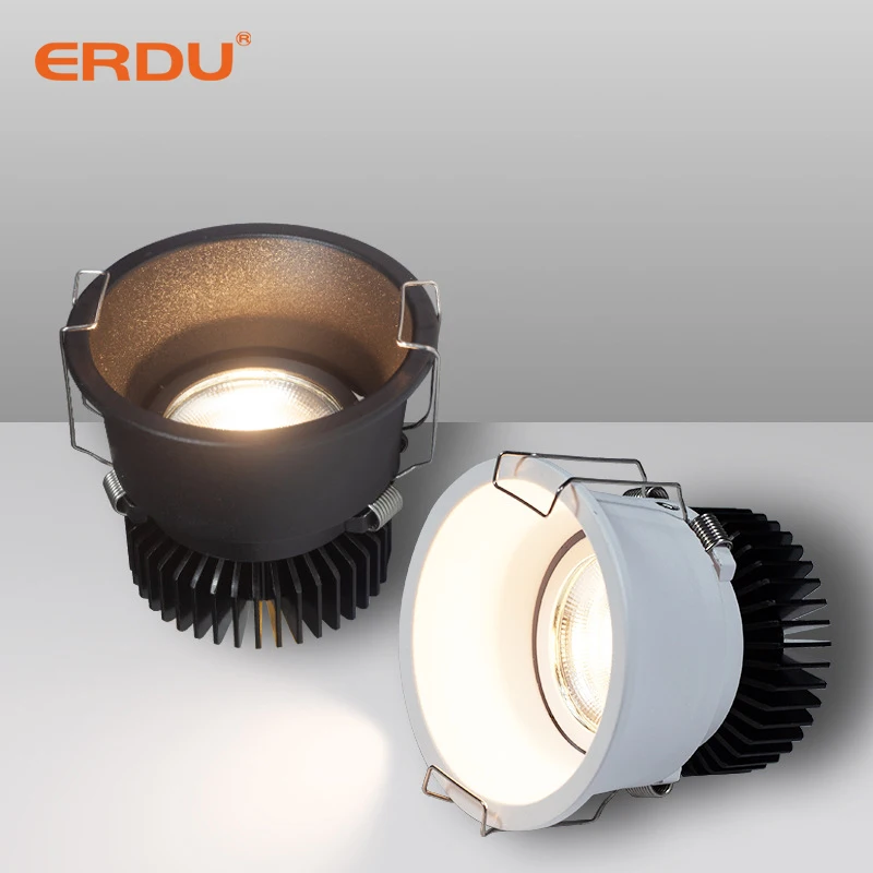 ERDU Slim Led Recessed Light 4 Inch Downlight Dimmable Indoor Home Hotel Trimless Cob Ceiling Recessed Led Downlight Spotlight