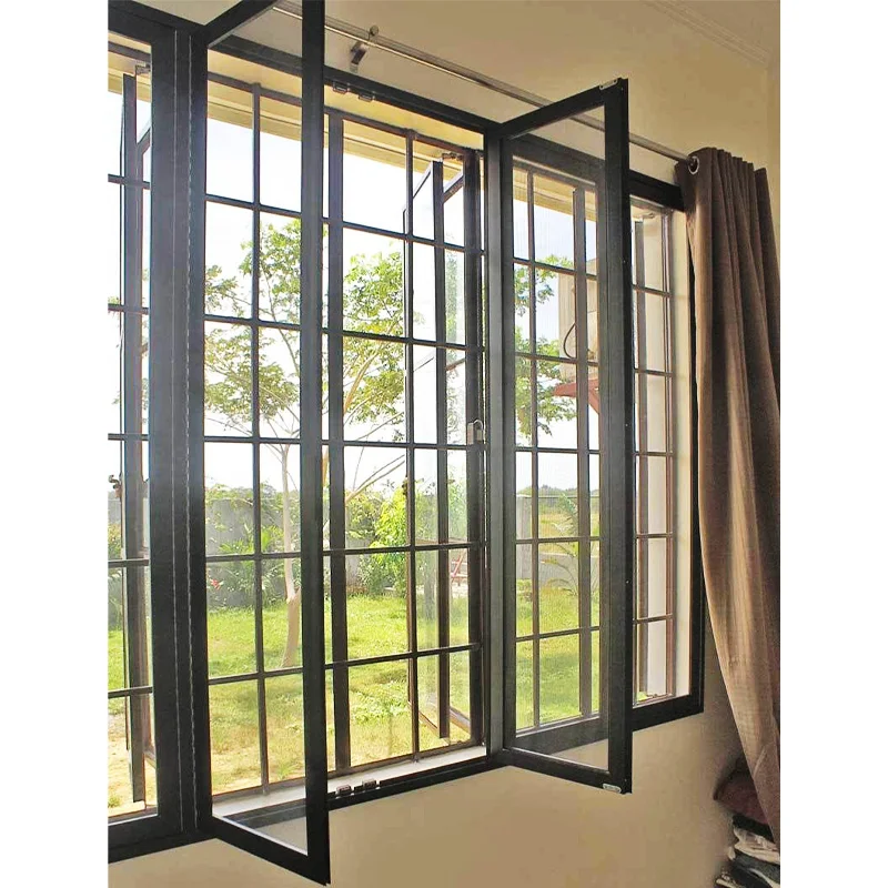 Vintage Industrial Faux Crittall Style French Design Swing Open Aluminum Windows Doors Bespoke Glazing Old Steel Look Houses