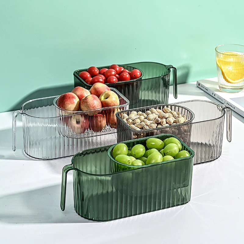 Household PET Material Dried Fruit Storage Drainage Basket Desktop Garbage Collection Container Organizer