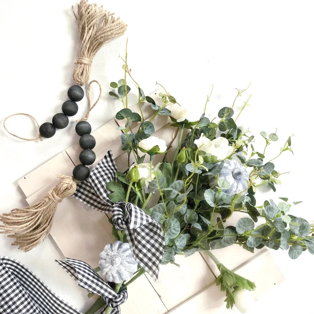 Farmhouse Rustic Beads with Country Tassels Wood Bead Garland Closet Door Handle Knob Decorations