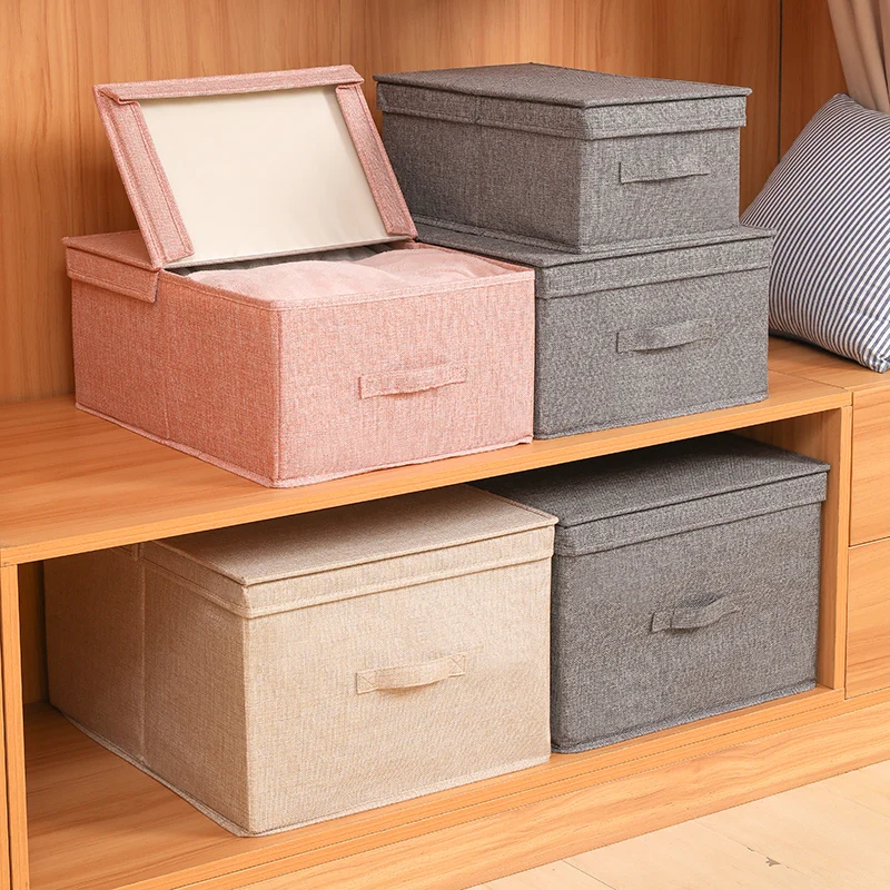 Household cotton and linen folding storage box drawer type closet storage box with cover cloth organizer special storage box