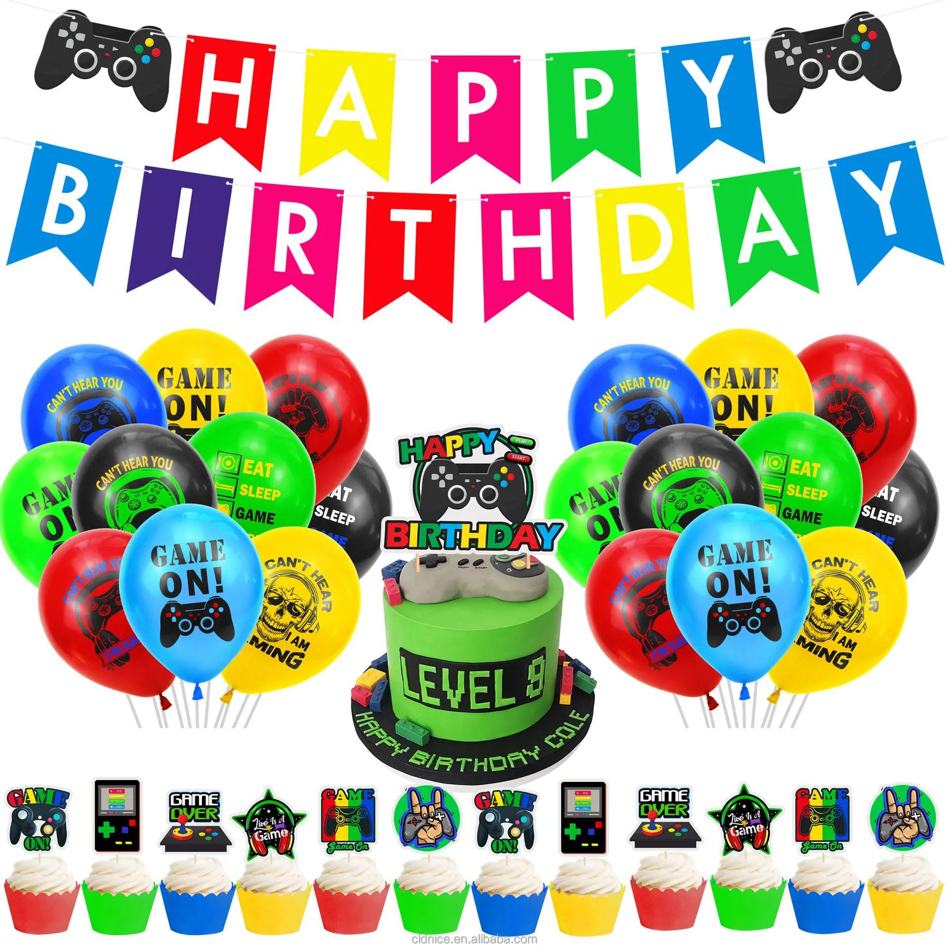Nice Green Gamer Birthday Party Decoration Video Game Gaming Theme Party Supplies For Boys Game Players