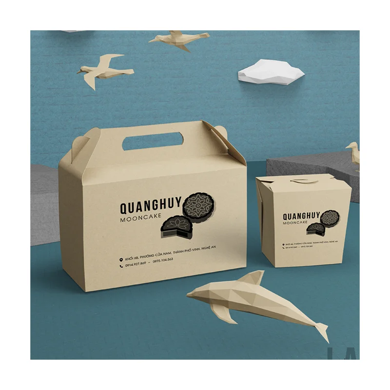 Creative Baking Gift Storage Design Individual Handheld Pastry Dessert Packaging Food Take Away Box