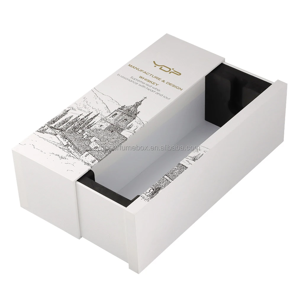 Custom made luxury matt black rigid cardboard liquor set packaging boxes champagne whisky red wine bottles glass paper gift box
