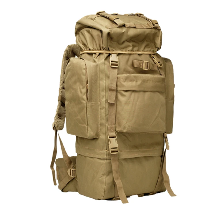 Doublesafe Aluminum Oxford 65L Waterproof Multi-function Outdoor Camping Combat Tactical Rucksack Backpack For Men Bug Out Bag