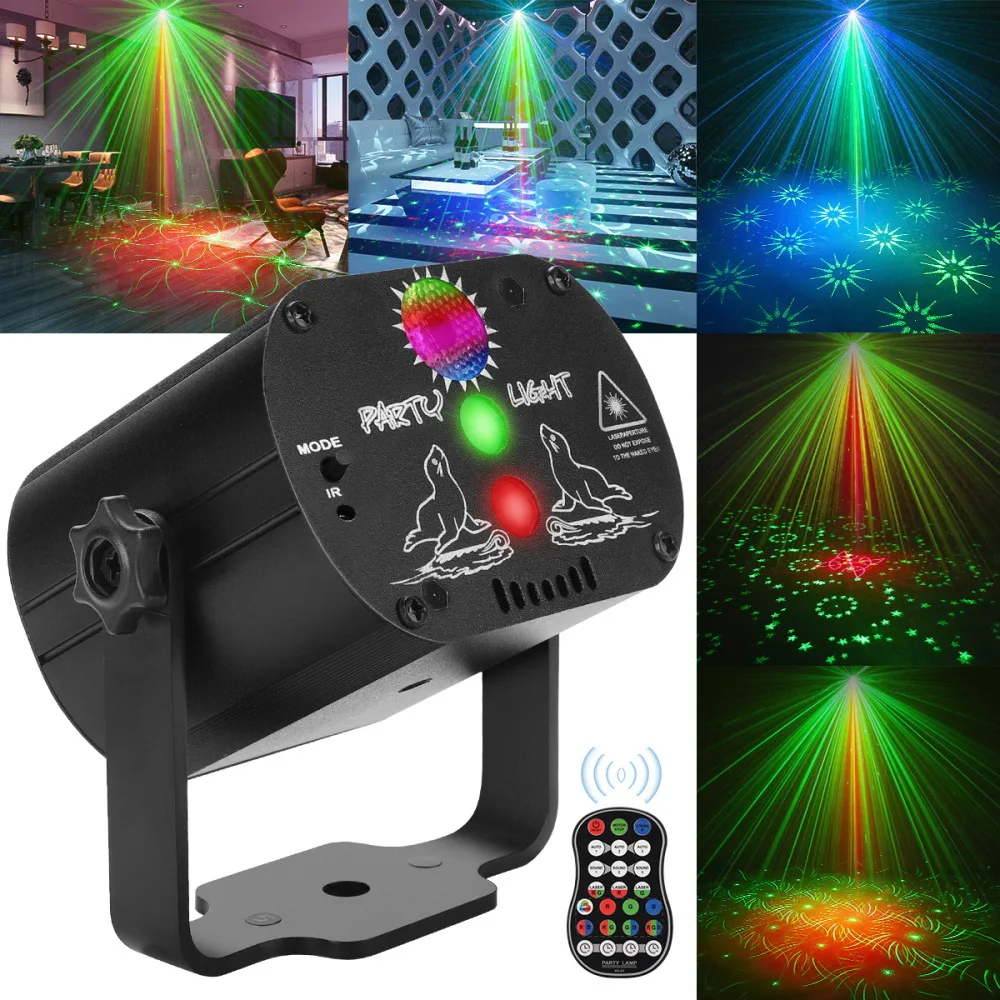 Mini Rotating Disco Light for Party,RGB LED 2 In 1,60 Mode,Indoor DJ Strobe Light Stage Lighting Projector