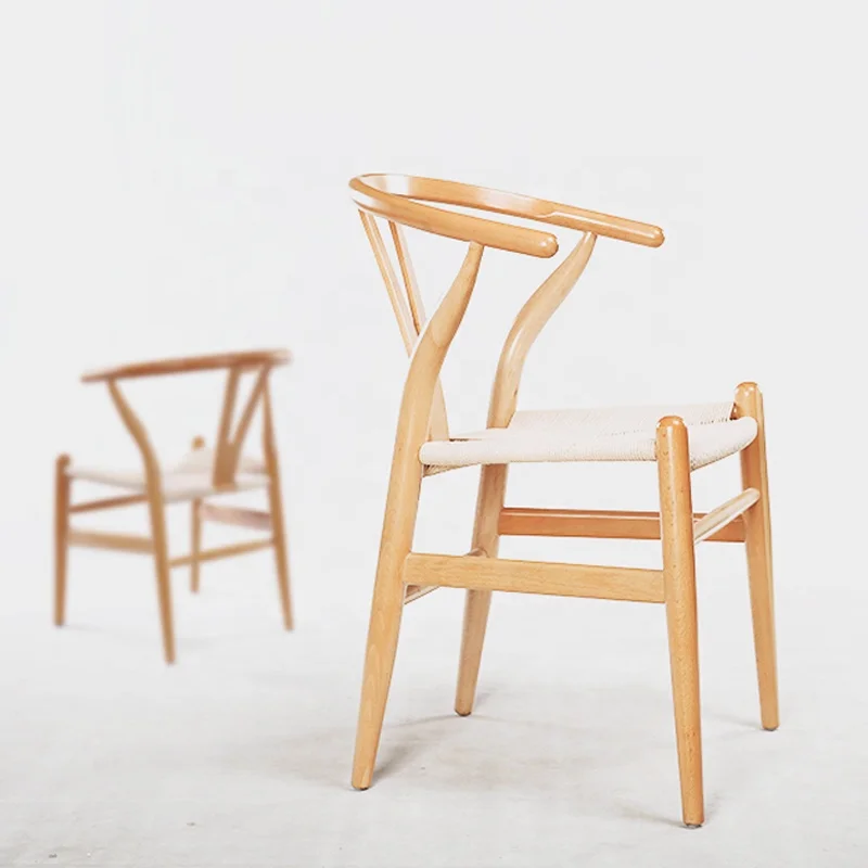 Modern factory wholesale restaurant furniture wegner wishbone solid wood Y shape chair rattan dinning Chairs