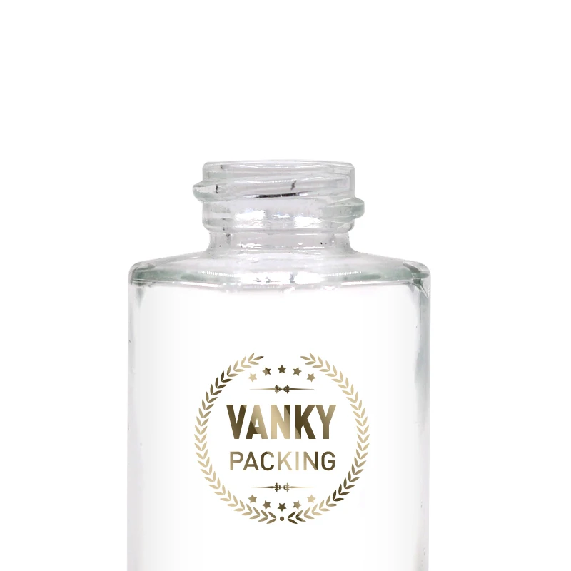 Прозрачная сывороточная стеклянная бутылка 30 мл, роскошная косметическая упаковка для стеклянной бутылки с принтом