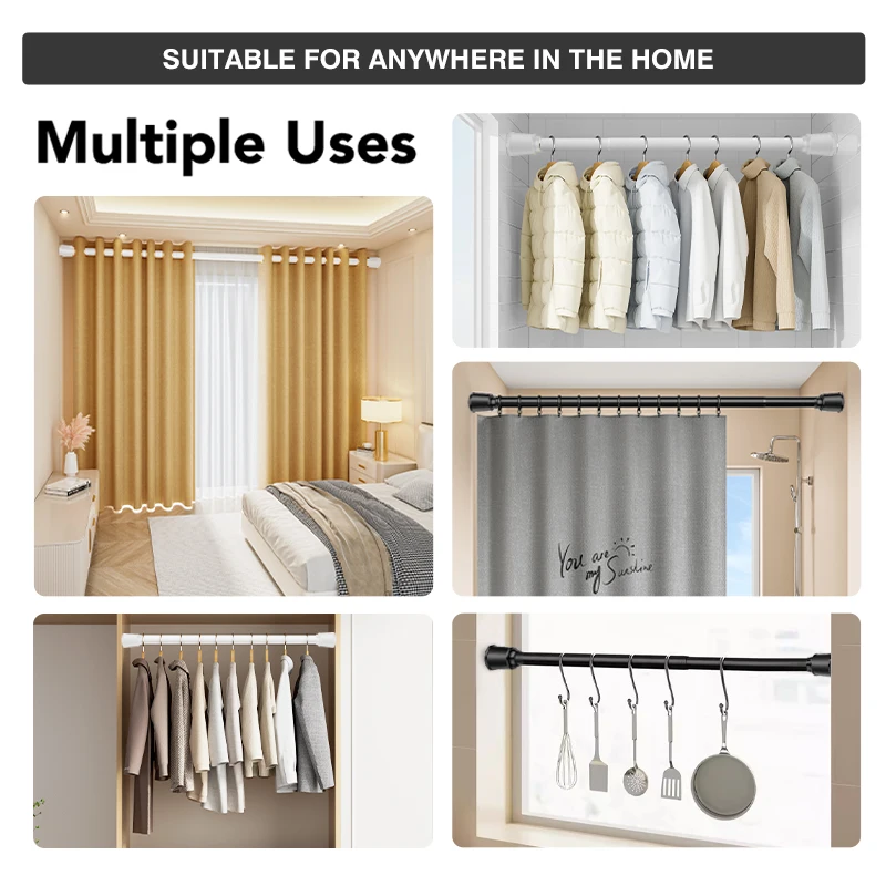 ARODDY Telescopic Rod that is Good at Bearing Weight 102 to 138 inch Adjustable Roman Curtain Rod