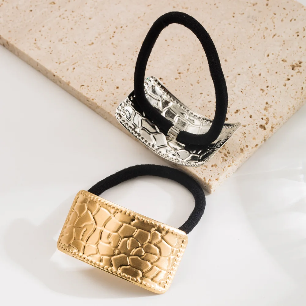 European American new fashion geometric texture high elastic metal hair ties alloy three butterfly spring clip for women