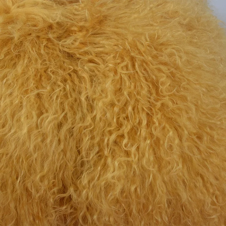Indoor Luxury Mongolian Lamb Fur Long Skin Fur Chair Pillow Soft Mongolian Fur Pillows