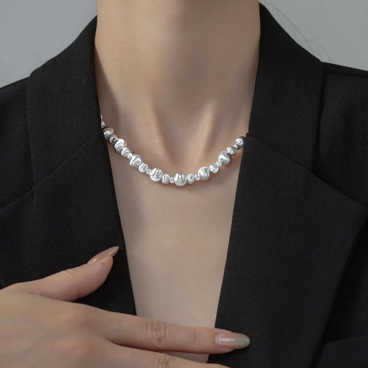 Fashion S925 Sterling Silver Round Sparkle Watermelon Charm Beads Necklace Bracelet For Woman