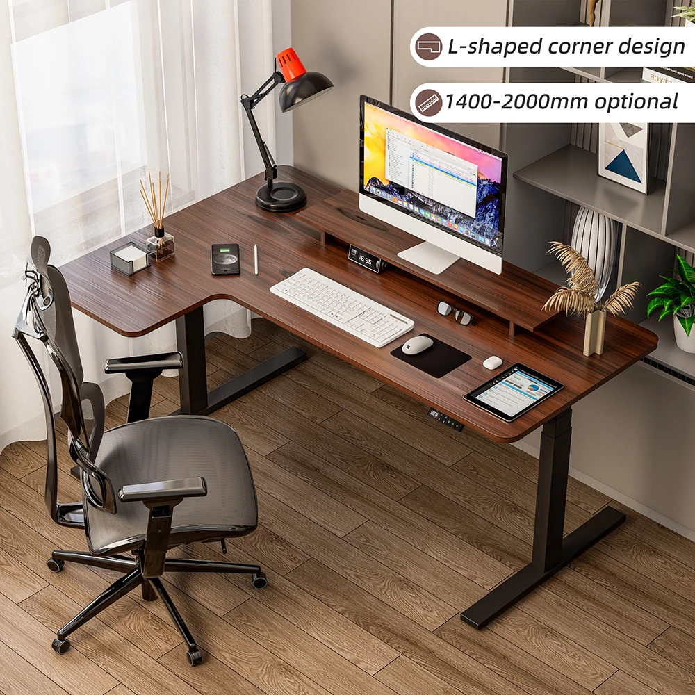 Eco Friendly Office Height Adjustable Lift Standing Desk Computer Table Electric Corner L Shape Sit Stand Desk Frame