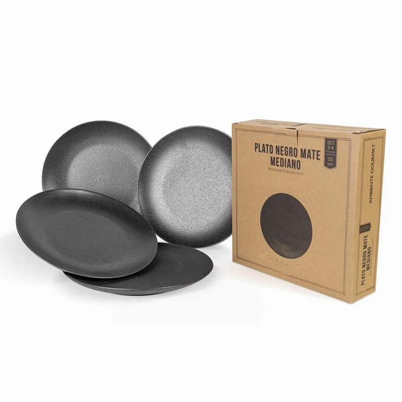 Недорогая тарелка матовая керамическая фарфоровая черная