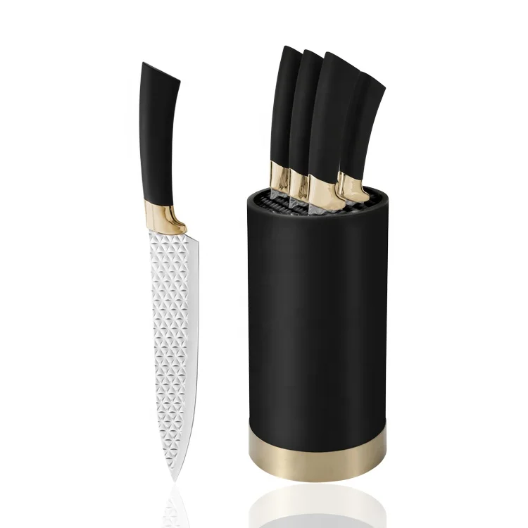 Manufacturer Professional Kitchen Knife Stand Butcher Cooking Accessories China with Gold Handle Metal Carbon Steel Sustainable