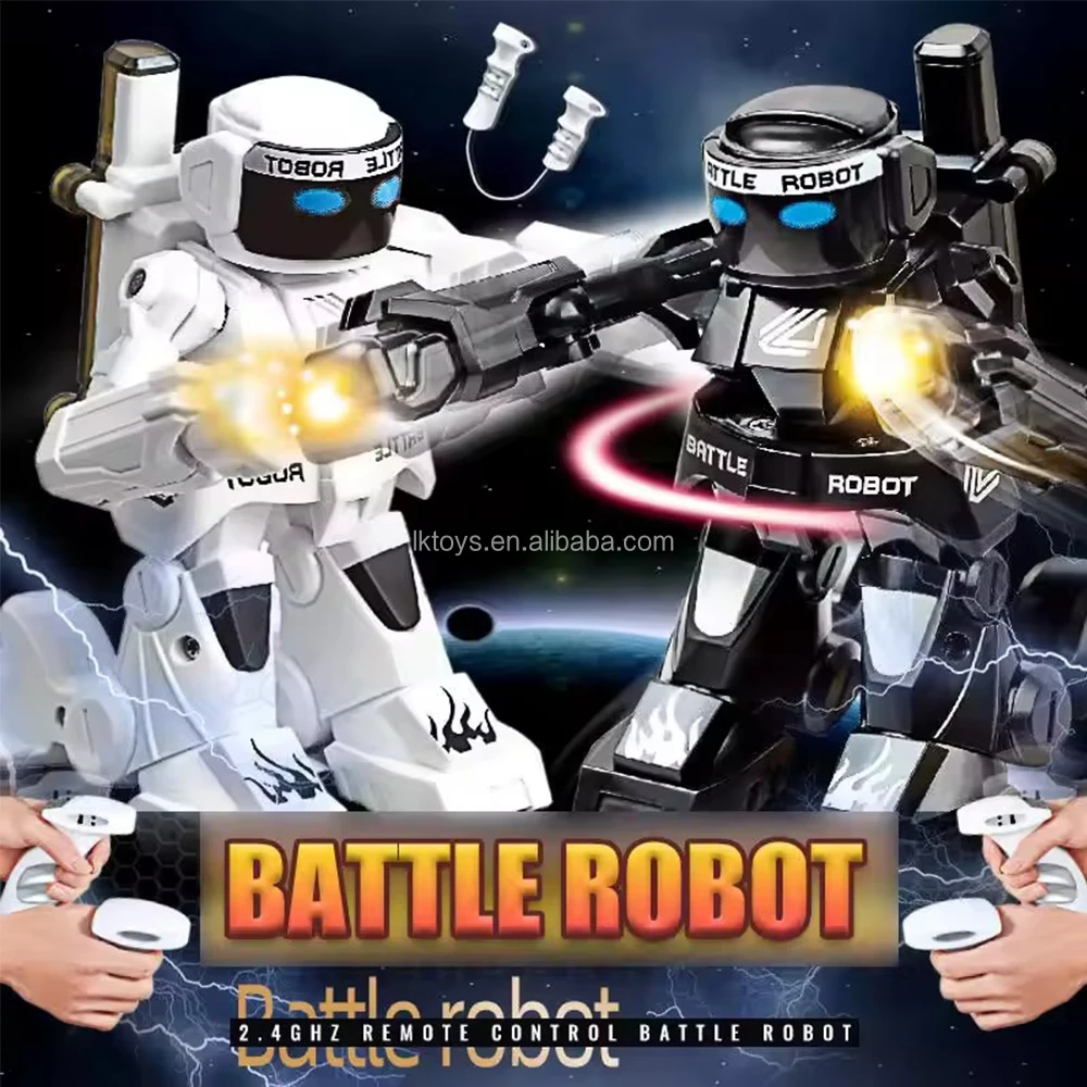 New 2.4G Rc Battle Robot Toys 2-person Competition Fighting Robot Light Sound Remote Control Robot For Kids