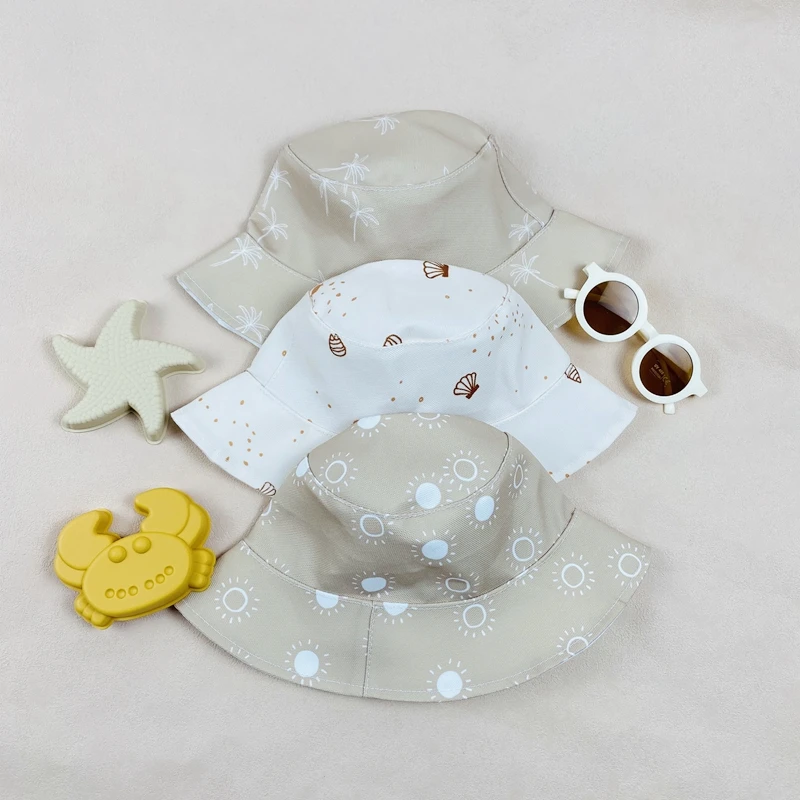 Breathable Canvas Baby Sun Hat Cute Colorful Pattern Fisherman Hat Toddler Kids Summer Bucket Hat