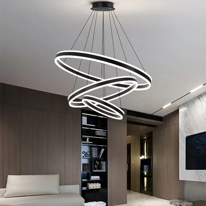 Up And Down Luminous Aluminum Living Dining Room Led Pendant Light Luxury Circle Chandelier Modern