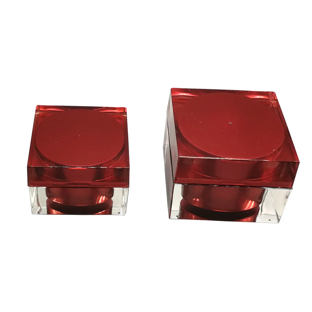 STRAIGHT SQUARE 15ML 30ML 50ML ACRYLIC CREAM JAR WITH LID