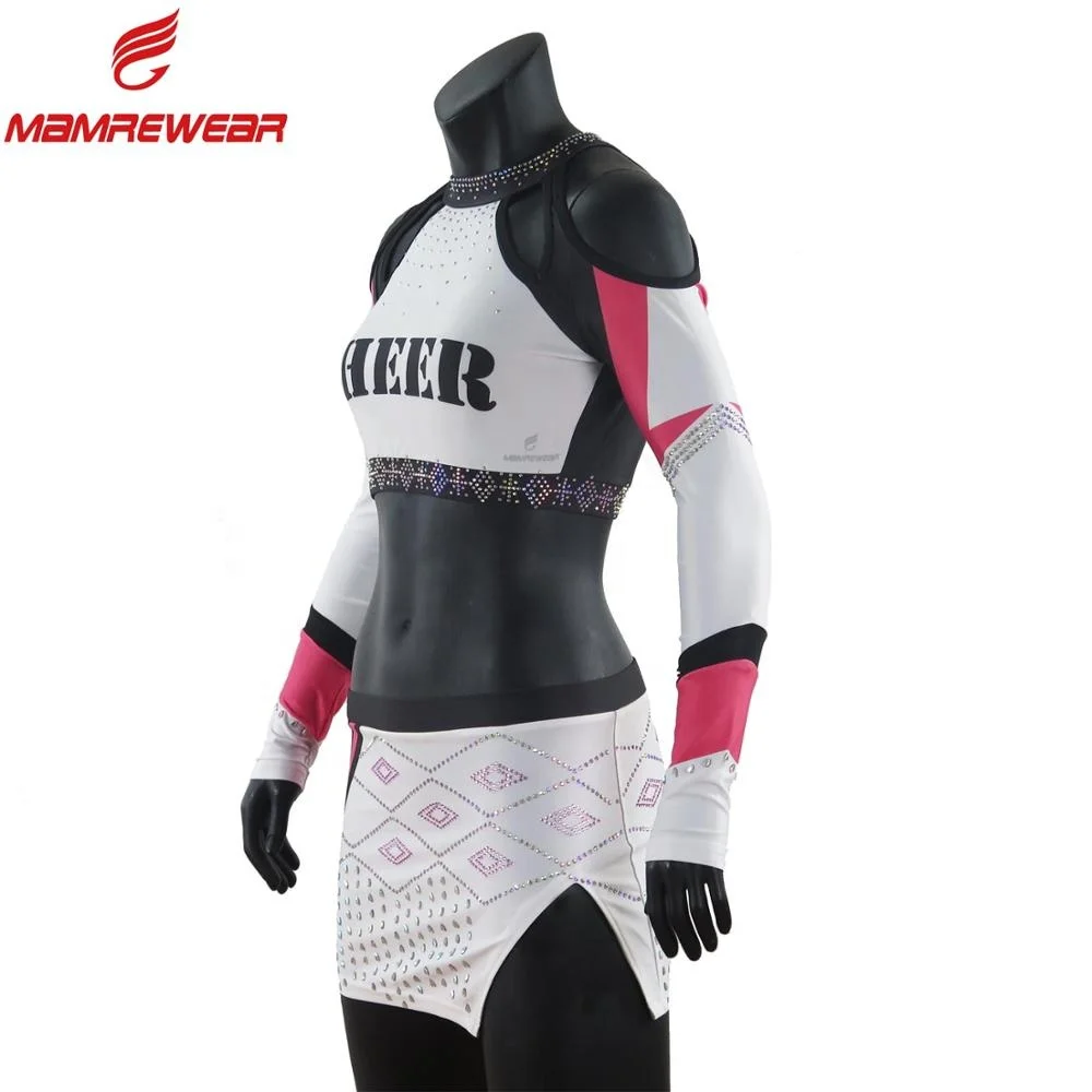 Wholesale custom youth cheerleader costume cheerleading uniforms with Rhinestone